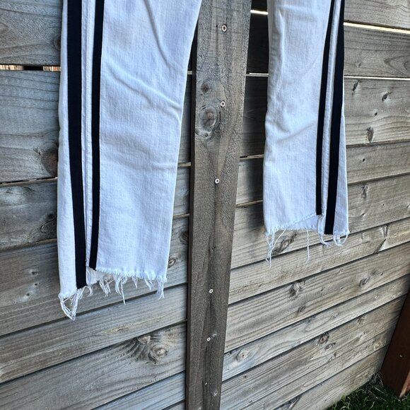 MOTHER Jeans Insider Crop Step Fray Stripe High Waist Cut Off Flare - 25 - Picture 4 of 13